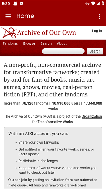 ao3阅读器作品库首页